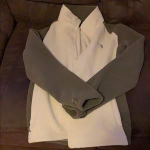 North face Fleece. Cream with gray sleeves